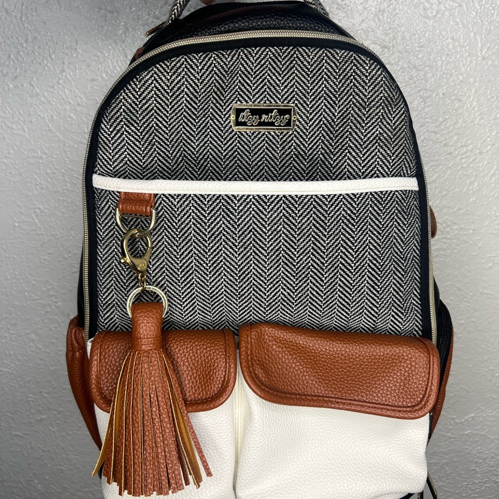 Itzy Ritzy Black and Brown Diaper Bag Backpack